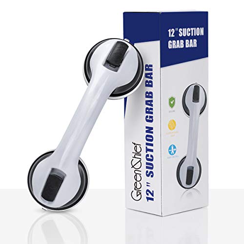 GreenChief Suction Grab Bar -Shower Handle & Bathroom Balance Bar wit - Grip Bath Grab Bar for Bathroom - Safety Hand Rail Support - Handicap, Elderly, Injury, Senior Assist Bath Handle, Non Skid, 12"