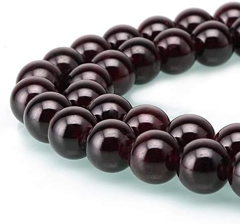ShopForAllYou Design Making Natural Garnet Smooth Round Gemstone Loose Beads 15.5'' Long Size 6mm