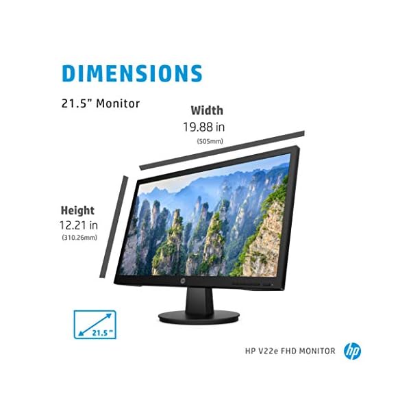 HP v22e Full HD Monitor (1920 x 1080) 21.5 Inch (1 VGA, 1 HDMI) - Black [Amazon Exclusive]