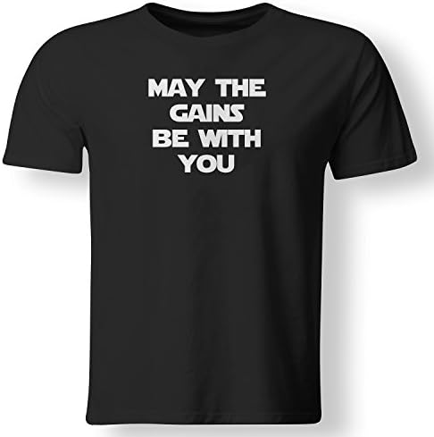 Always Awesome Apparel May The Gains Be with You Funny Workout Weightlifting T Shirt Mens Black X-Large