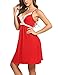 Hotouch Sleepwear Womens Chemise Nightgown Lace Soft Lounge Sling Dress Red M