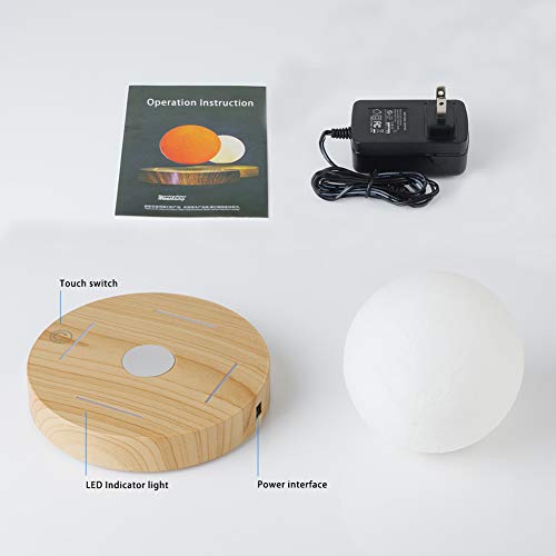 41krhvVGFsL KFISI Moon Lamp 3D Printing Magnetic Levitation Moon Light Lamps with 360 Auto Rotating and 4 Working Light Modes - for… - Image 6