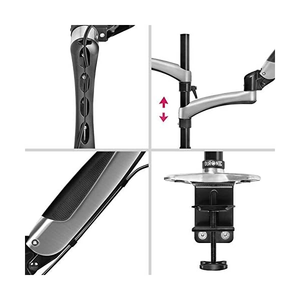 Soporte Pantalla de 15" a 27" + Plataforma Suplementaria Ordenador Portátil o Teclado con Brazo de 57 cm - Sistema de Muelle a Gas - Imagen 7