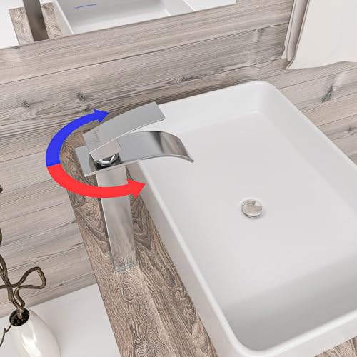 Kadelg High Bathroom Basin Tap, Modern Bathroom Basin Mixer, Hot and Cold Water Undersink Tap, Comes with 3/8 Inch Hose 60 cm Long