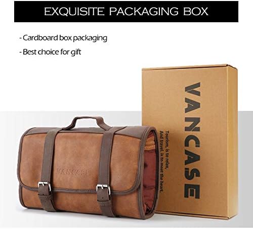 VANCASE Hanging Toiletry Bag for Men Leather Shaving Kit/Bathroom Shower Dopp Bag/Travel Accessories Organizer/Great Gift 6 VANCASE Hanging Toiletry Bag for Men Leather Shaving Kit/Bathroom Shower Dopp Bag/Travel Accessories Organizer/Great Gift