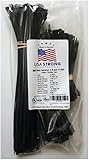 400 Assorted Cable Ties, Manufactured using UV Resistant Virgin Nylon. 4”, 8” and 11” UV Black Premium Zip Ties by USA Strong Products (4
