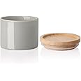 Sweejar Kitchen Canisters Ceramic Food Storage Jar, Stackable Containers with Airtight Seal Wooden Lid for Serving Ground Coffee, Tea, Sugar, Spice and More - 5 Fl Oz(Gray)