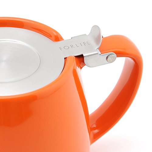 FORLIFE Stump Teapot with SLS Lid and Infuser, 18Ounce, Carrot