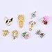 18pcs Gold Crown 3D Nail Art Decoration Crystal Gems Metal Bulldog Charms Jewelry Pendant Chain Mix Designs