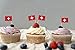 JBCD 100 Pcs Switzerland Flag Toothpicks Swiss Flags Cupcake Toppers Decorations, Cocktail Toothpick Flag Cake Topper Picks Mini Small Flag Cupcake Pick Sticks
