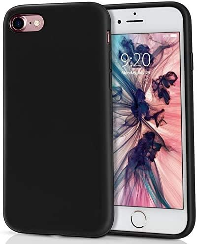 MILPROX iphone 7 case, iphone 8 case, iphone 7 silicone case, [Pretty Series] Liquid Silicone Case Soft Microfiber Cloth Lining Cushion Cover, iphone 8 silicone case - Black