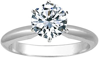 1 1/2 Carat 18K White Gold Round Cut 6 Prong Solitaire Diamond Engagement Ring (1.5 Carat I-J Color SI2-I1 Clarity)