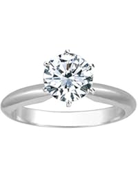 1/4-1.5 Carat 14K White Gold Round Solitaire Diamond Engagement Ring (D-E Color VS1-VS2 Clarity)