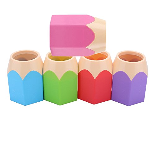 Yosoo Super Cute Large Pencil Tip Design Pencil Pen Holder Pencil Cup Desk Organizer (Pink+Red+Blue+Purple+Green)