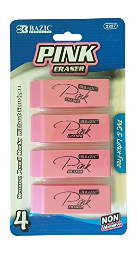 Pencil and Accessories Bundle with 10 Items: 2 Boxes Bazic 2B Pencils, 2 Packages Bazic Pink Erasers and 6 Bazic Zipper Pouches