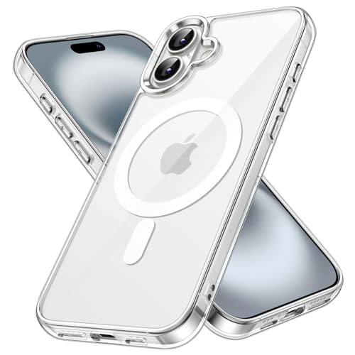 JETech Funda Magnética para iPhone 16 6.1 Pulgadas Compatible con MagSafe, Carcasa Antigolpes, Anti-Arañazos Respaldo Transparente (Transparente)