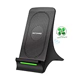 SUVIUS Fast Wireless Charger for iPhone 8, 8 Plus, X, Samsung, and Note: Quick Charge Cordless Charging Pad for All Qi Enabled Phones/Devices - Ultra Thin - USB Cable Included (Black)
