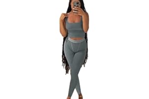 AYWA Casual Workout Sets Two Piece Outfits for Women Ribbed Crop Tank Top High Waist Leggings Active Wear