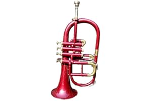 Queen Brass F-25 Flugelhorn 4 Valve Bb Pitch with Carrying Hardcase & Mouthpiece, Flugelhorn Harmon Mute in Shiny Red Finish, Perfect Gifting Option for Birthdays, Thanksgiving, Christmas (Red)