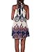 PAKULA Women's Sleeveless Vintage Printed Ethnic Style Casual Dress, Blue, Large