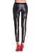 YIANNA Women's Gothic Punk Wet Look Leggings Lace up Back