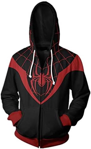 Superhero Hoodie Halloween Spider Cosplay Costume Fashion Hooded Coat for Unisex Adult