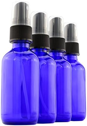 2 oz Cobalt Atomizer Bottles (4 Pack) Fine Sprayer Atomizer Glass Essential Oil Bottle, BPA Free