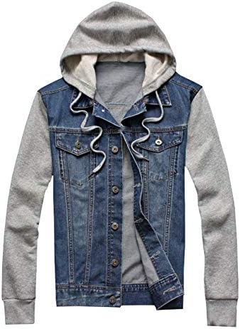 Springrain Men's Casual Slim Fit Hooded Denim Jacket