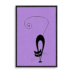 Framed Canvas Wall Art for Living Room, Bedroom Cat Illustration VIII Canvas Prints for Home Decoration Ready to Hang - 16x24 inches