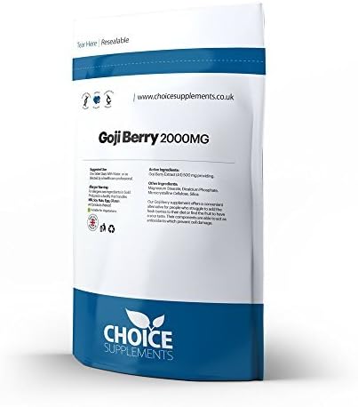 Choice Supplements Goji Berry 2000mg High Strength Antioxidant (30 Tablets Foil Bag)