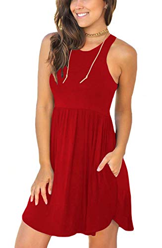 LONGYUAN Womens Dress Casual Stretch Tank Sundress