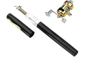 Pocket Size Fishing Rod, Portable Collapsible Micro Pen Fishing Rod Reel Combo Set,Equipped with a Rotating Scroll, Suitable 