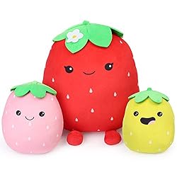 BenBen Kawaii Plush Strawberry Pillow, Set of