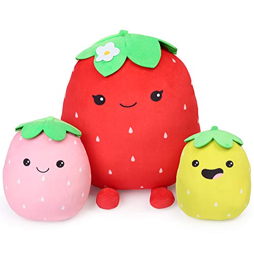 BenBen Kawaii Plush Strawberry Pillow, Set of