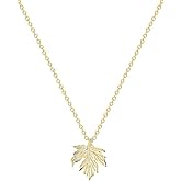 WLL Gold-tone Maple Leaf Pendant Necklace Autumn Leaves Necklace Fall Jewelry Gifts for Women