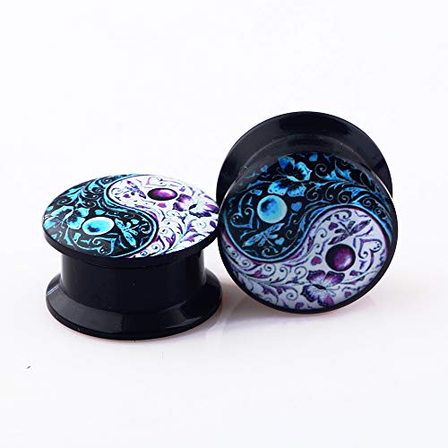 TIANCI FBYJS 5 Pairs Ear Gauge Plugs Black Acrylic Screw Fit Ear Plug Flesh Tunnel Body Piercing Jewelry (8mm=0g)