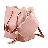 Vibola Bucket Bag for Women Large Messenger Bag Crossbody Purse and Shoulder Bag Tote Handbags Set W/Tassel Pendant (Pink)