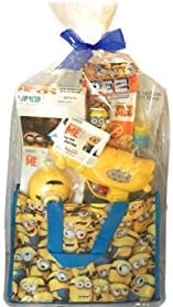 Universal Despicable Me 3 Pez Candy &amp; Dispenser Bundle with Minion Water Blaster and Bubbles and Yellow Bouncy Ball and Puzzle Gift Basket, 6 piece