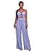 Women's Strap Stripe High Waist Wide Leg Long Pants Jumpsuits Rompers