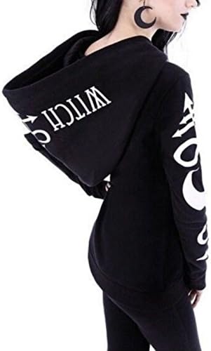 DOKERWomens Moon Gothic Punk Letter Print Zipper Hoodies Sweatshirt Coat