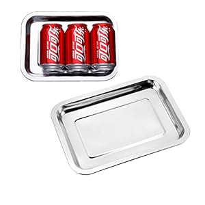 Lsydgn 2 stuks roestvrij stalen taartplaten rechthoekig bakovenplaten verschillende maten (32 x 22/27 x 20) cm sterk en…