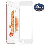 iPhone 7 Plus Screen Protector Glass, [2 PACK] JACNITAD iPhone 7 Plus Tempered Glass Full Coverage HD Ultra Clear Film Anti-Bubble 3D PET [Soft Edge Hybrid] for iPhone 7 Plus (White)