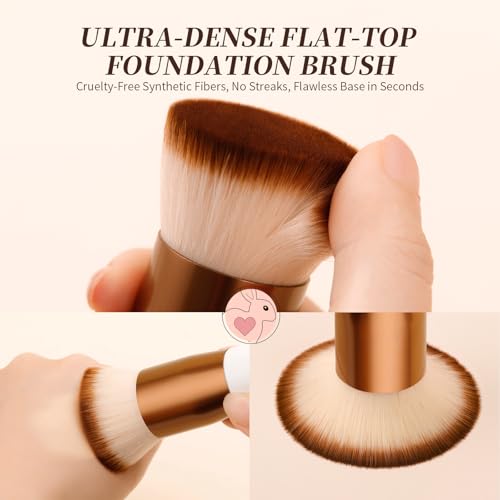 DUcare Foundation Brush Kabuki Make Up Brush Flat Top Makeup Brushes Perfect For Blending Liquid, Cream or Flawless Powder Cosmetics - Buffing, Stippling, Concealer