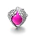 Eudora Harmony Bola Angel Wing Heart Cage Musical Chime 20mm Pendant Necklace,30'' Chain Deep Pink