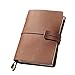 Refillable Handmade Travel Journal, Leather Travelers Notebook Journal for Men & Women, Perfect to Writing, Gifts, Travelers, Small, Passport Size, 5.2 × 4 Inches - Brown