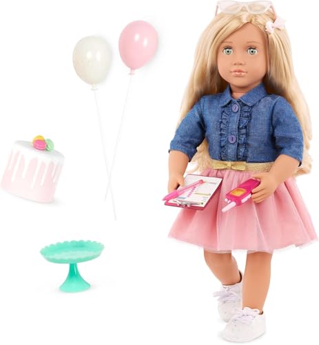 Our Generation – Posable 18-Inch Doll – Lifelike Green Eyes & Blonde Hair– Birthday Cake & Party Accessories – Pretend Play 3+ Years– Emily