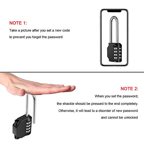 Disecu 2.5 Inch Long Shackle Combination Lock 4 Digit Outdoor