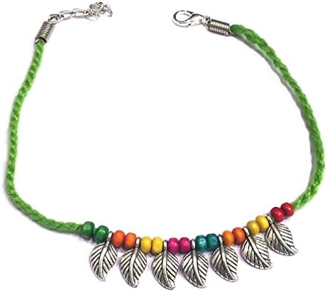 Gurjari Black Thread Leaf Hanging Anklet