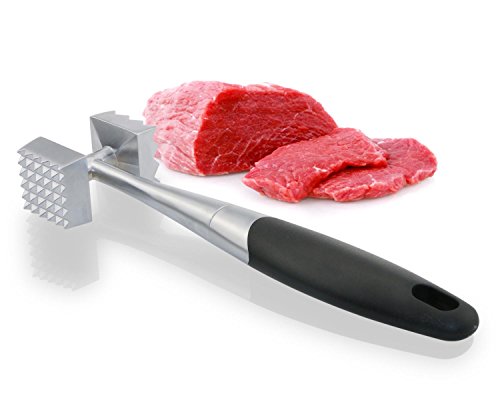 ONME Zinc Alloy Meat Tenderizer, Chicken Meat Hammer Tenderizer Tool with Rubber Grip Handle