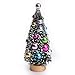 Set of 2 Miniature Decorated Frosted Bottle Brush Christmas Trees - Classic Holiday Snowy Bristle Sisal Trees (4-1/2